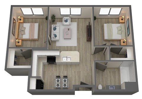 Floor plan for 1 bed, 1 bath, 552 sqft